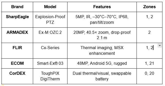 Top ATEX camera brands